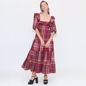 Hill House Home Corinne Nap Dress Crimson Tartan Size XS